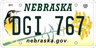 NE license plate DGI767