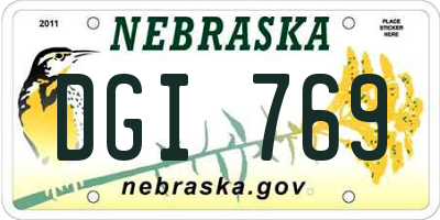 NE license plate DGI769