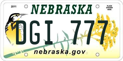 NE license plate DGI777