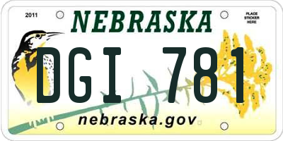 NE license plate DGI781