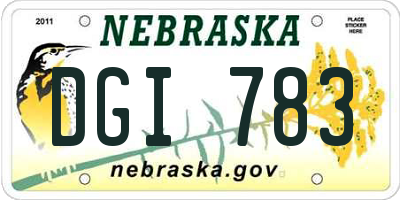 NE license plate DGI783
