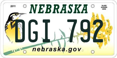 NE license plate DGI792