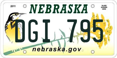 NE license plate DGI795