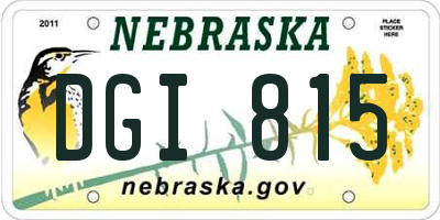 NE license plate DGI815