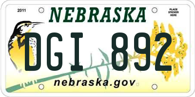 NE license plate DGI892