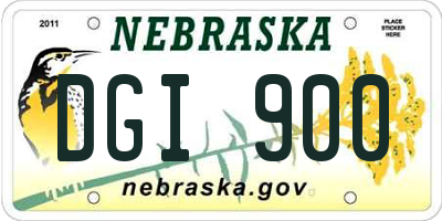 NE license plate DGI900