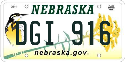 NE license plate DGI916