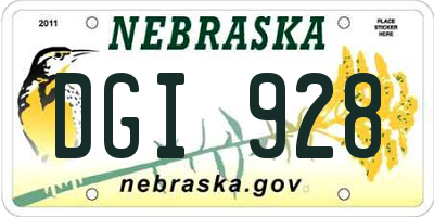 NE license plate DGI928