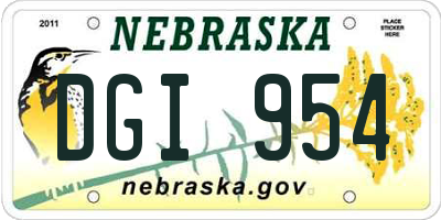 NE license plate DGI954
