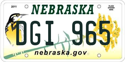 NE license plate DGI965