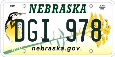 NE license plate DGI978