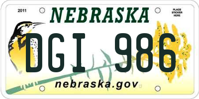 NE license plate DGI986