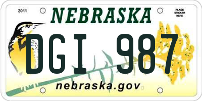 NE license plate DGI987