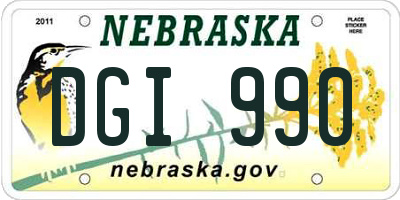 NE license plate DGI990