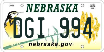 NE license plate DGI994