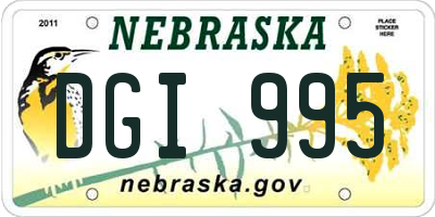 NE license plate DGI995