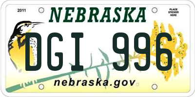 NE license plate DGI996