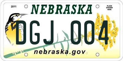 NE license plate DGJ004