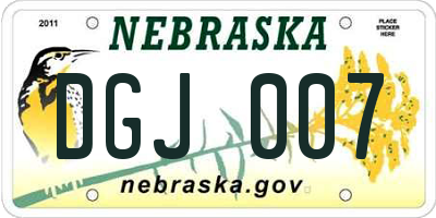 NE license plate DGJ007