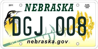 NE license plate DGJ008