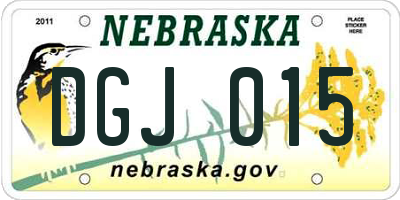 NE license plate DGJ015
