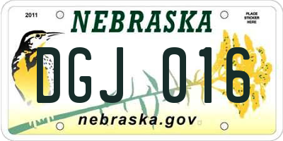 NE license plate DGJ016