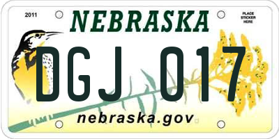 NE license plate DGJ017