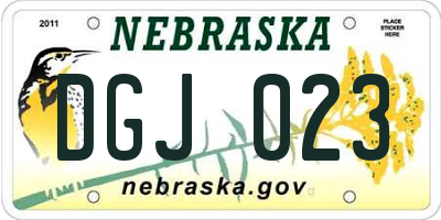 NE license plate DGJ023