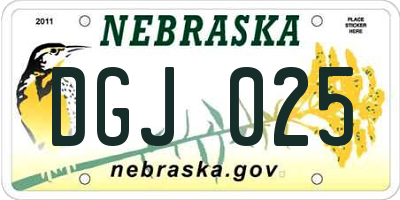 NE license plate DGJ025