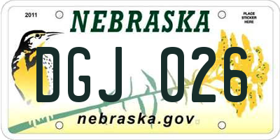 NE license plate DGJ026