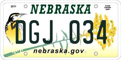 NE license plate DGJ034