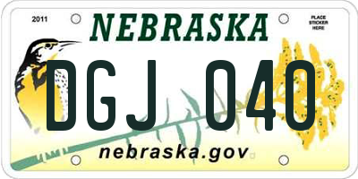 NE license plate DGJ040