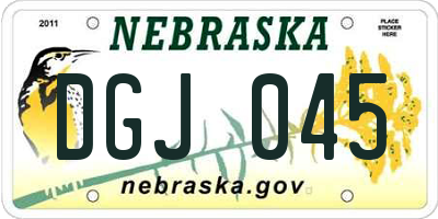 NE license plate DGJ045