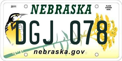 NE license plate DGJ078