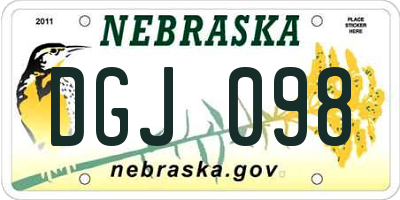 NE license plate DGJ098