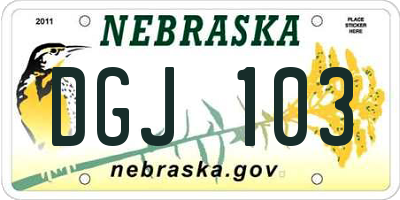 NE license plate DGJ103