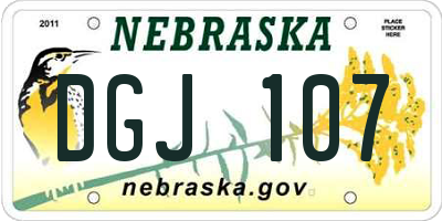 NE license plate DGJ107