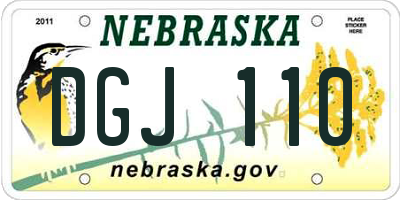 NE license plate DGJ110