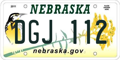 NE license plate DGJ112