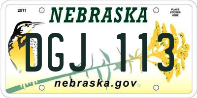NE license plate DGJ113