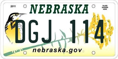 NE license plate DGJ114