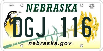 NE license plate DGJ116