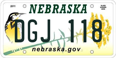 NE license plate DGJ118