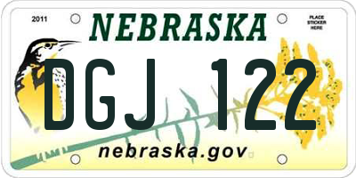 NE license plate DGJ122