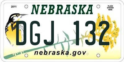 NE license plate DGJ132