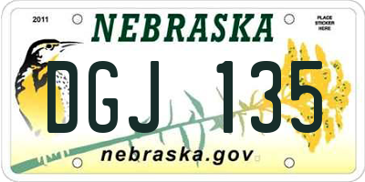 NE license plate DGJ135
