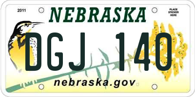 NE license plate DGJ140