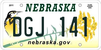 NE license plate DGJ141