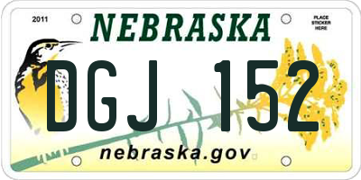 NE license plate DGJ152