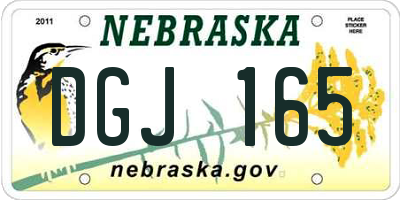 NE license plate DGJ165